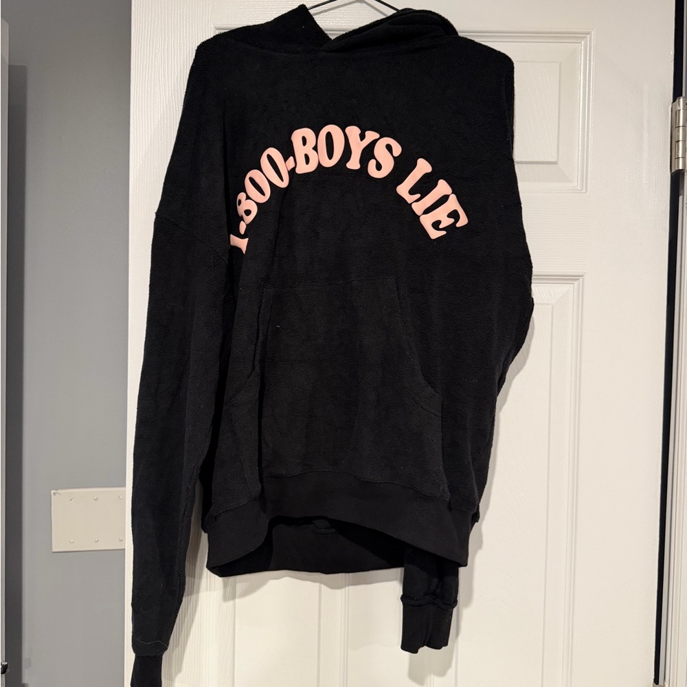 Boys Lie Black Crewneck Sweater with Pink Arch Logo